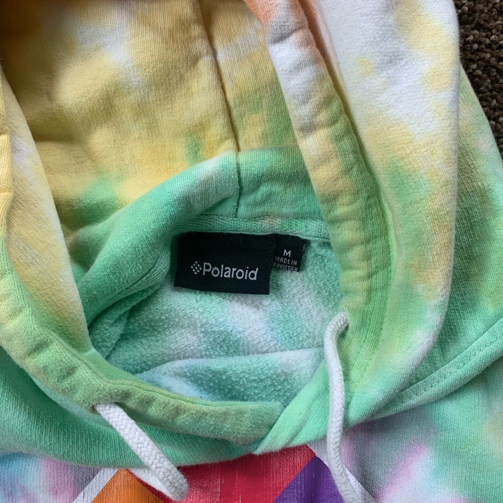 SOLD Polaroid Tie Dye rainbow sweatshirt hoodie size womens medium - Picture 3 of 4